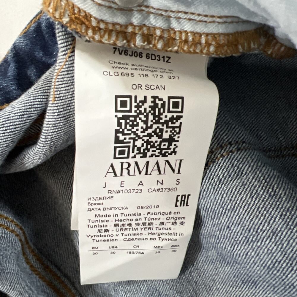 Emporio Armani J06 Slim Fit Stretch Blue Jeans Mens W30 L31 - Picture 9 of 15
